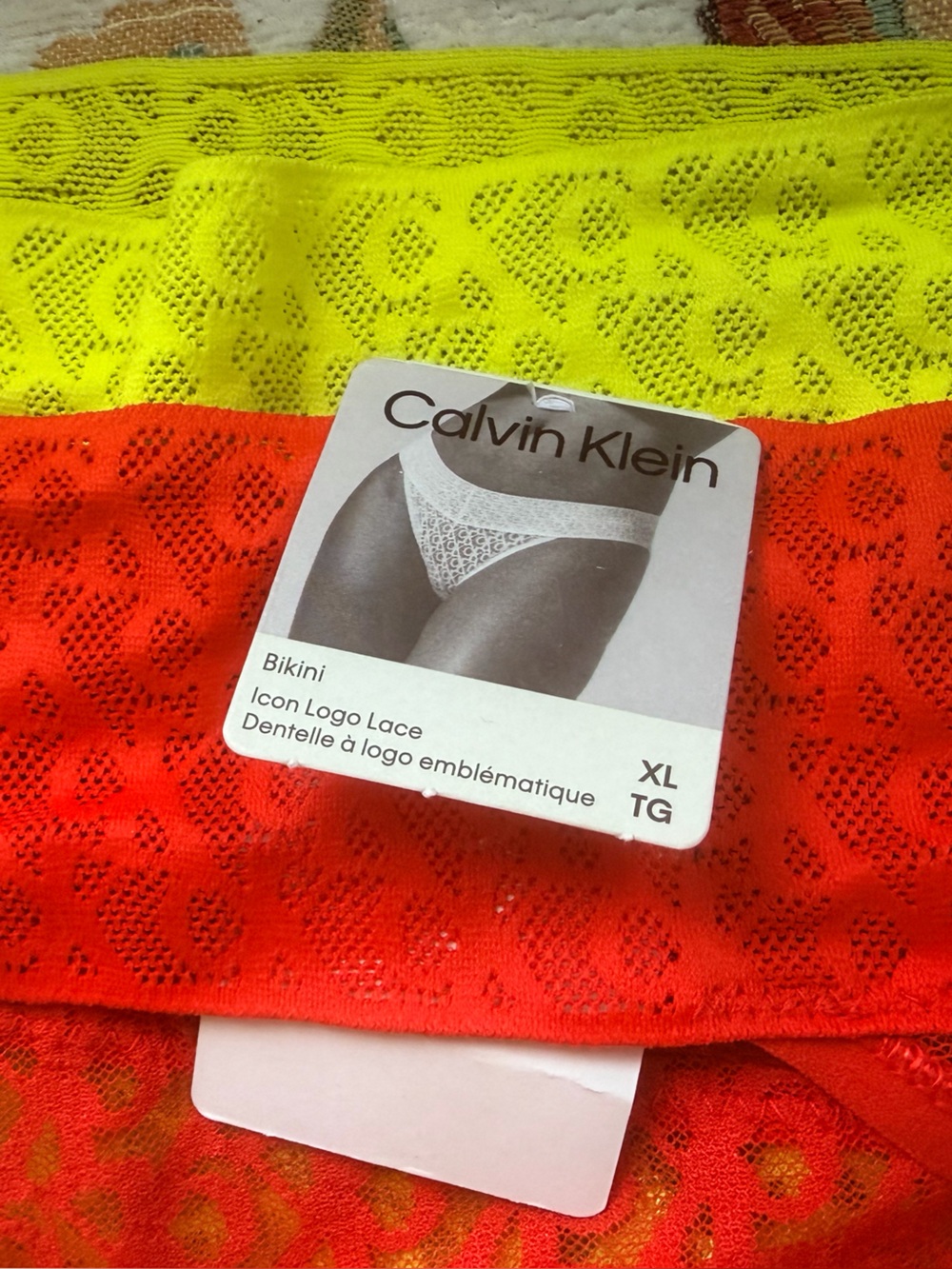 2 pairs of Calvin Klein mesh lace logo bikini underwear XL high leg stretch